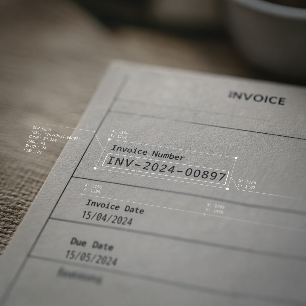 documento con testo indicizzato. I dati chiave vengono automaticamente catturati e associati al documento per identificarlo.